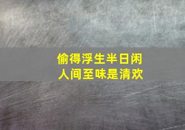 偷得浮生半日闲 人间至味是清欢